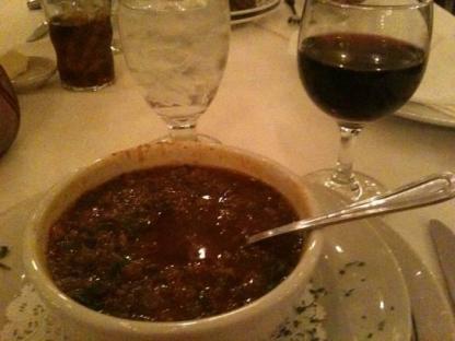 I was feeling adventurous when I ordered gator soup  from Antoine's . It was yummy !